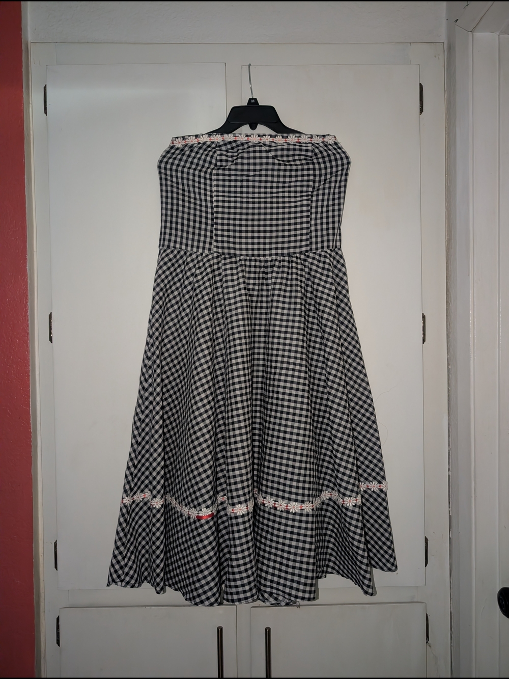 Black & White Gingham Strapless Circle Skirt